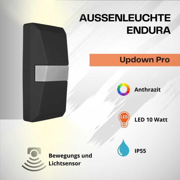 Außenleuchte Ledvance Endura Pro Updown Sensor 10 Watt LED Anthrazit Wandlampe Gartenleuchte