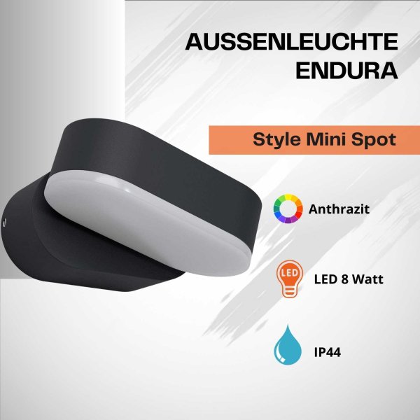 Außenleuchte Ledvance Endura Style Mini Spot I 8 Watt LED Anthrazit Wandlampe Außenleuchte