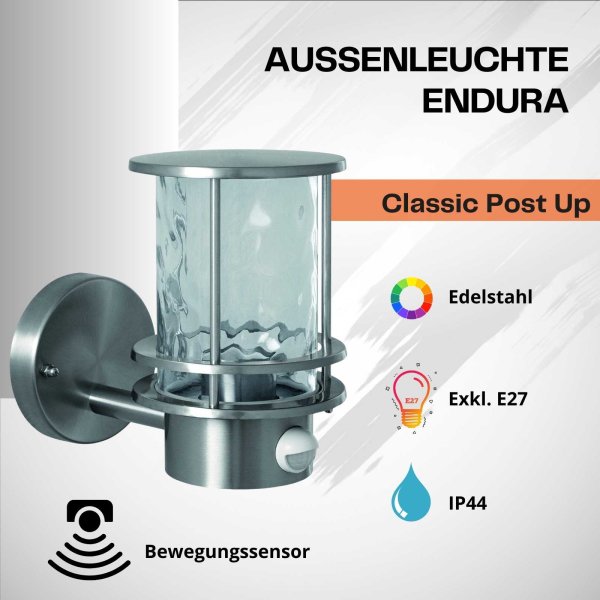 Außenleuchte Ledvance Endura Classic Post Sensor Up Edelstahl Wandlampe Gartenleuchte