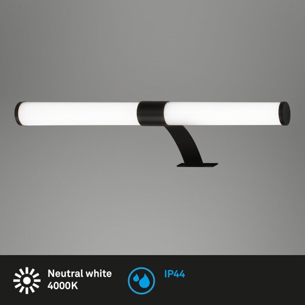 Briloner LED Spiegelleuchte Schwarz 40cm 6W 720lm Neutralweiß IP44 2-in-1 Montage (2121-015)