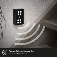 Akku-Sensorleuchte Lero Indoor, Schwarz, 8x0,08W, mit Bewegungsmelder – Briloner