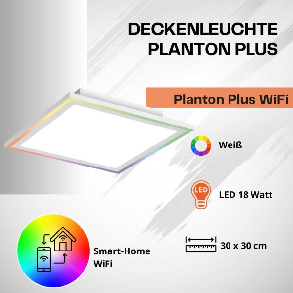 Deckenleuchte Ledvance Planon Plus Frame 18 Watt LED Wifi CCT-RGB 29,5 x 29,5 cm Deckenlampe