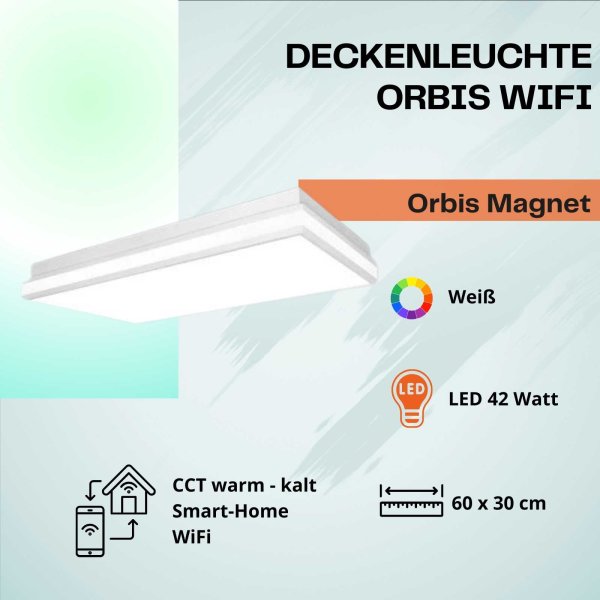 Deckenleuchte Ledvance Orbis Magnet 42 Watt LED Weiß Deckenlampe Wifi 60 x 30 cm