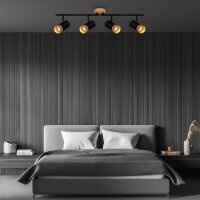 Strahler Briloner Schwarz Holzapplikation 4er Spot Deckenlampe GU10 Fassung