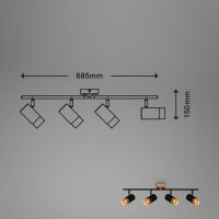 Strahler Briloner Schwarz Holzapplikation 4er Spot Deckenlampe GU10 Fassung