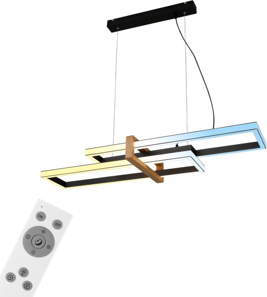 Pendelleuchte Briloner Frame 44 Watt LED Schwarz Hängeleuchte Fernbedienung dimmbar CCT Pendellampe