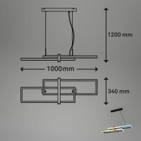 Pendelleuchte Briloner Frame 44 Watt LED Schwarz Hängeleuchte Fernbedienung dimmbar CCT Pendellampe