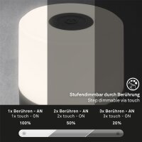 Briloner Smal LED Akku-Tischleuchte 7461015 – Kompakte Mini-Tischlampe kabellos, schwarz, 2 W, IP44