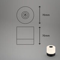 Briloner Smal LED Akku-Tischleuchte 7461015 – Kompakte Mini-Tischlampe kabellos, schwarz, 2 W, IP44