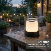 Akku-Leuchte Briloner 2 Watt LED Tischlampe Schwarz...