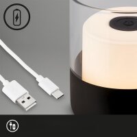 Akku-Leuchte Briloner 2 Watt LED Tischlampe Schwarz Touchdimmer IP44 Tischleuchte