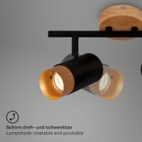 Strahler Briloner 2er Spot Deckenleuchte GU10 Fassung Holz Schwarz Deckenlampe