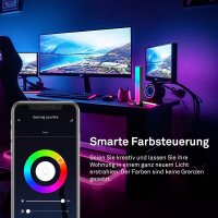 Tischlampe Gamingzubehör, Schwarz, 2x2W, 1100lm, 3000 – 6500K, smart steuerbar – Briloner