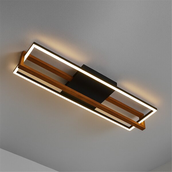 Deckenleuchte Briloner Frame Schwarz Holz LED 21 Watt Deckenlampe