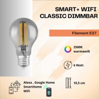 Smarte LED-Lampe, E27, 6 Watt, dimmbar, 540lm, 2500K...