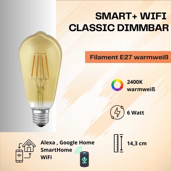 Leuchtmittel Ledvance Wifi smart & living E27 LED 6 Watt dimmbar Amber 2400K