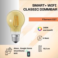 Smarte LED-Lampe, E27, 6 Watt, dimmbar, 680lm, 2400K...