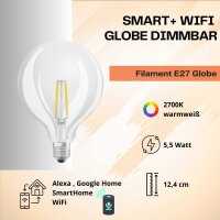 Smarte LED-Globelampe, E27, 6 Watt, dimmbar, 806lm, 2700K...
