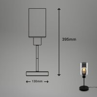 Tischleuchte Rauchglas, Schwarz / Rauch, 10 Watt, E27-Fassung, Glas, Ø 13 cm – Briloner
