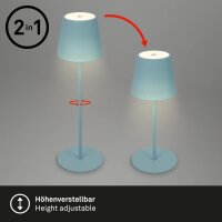 Akku-Leuchte Briloner 2,6 Watt LED Tischleuchte Taubenblau IP44 Touchdimmer Tischlampe