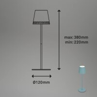 Akku-Leuchte Briloner 2,6 Watt LED Tischleuchte Taubenblau IP44 Touchdimmer Tischlampe