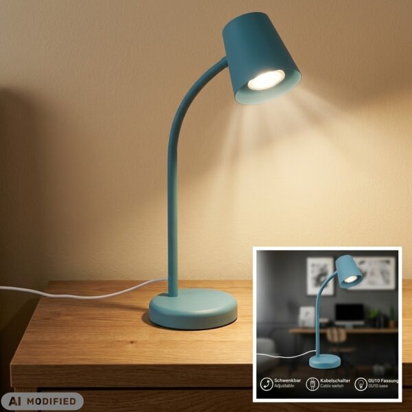 Tischleuchte, Blau, 9 Watt (exkl.), 24,5 x 38,5 cm – Briloner