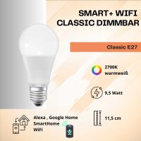 Smarte LED-Lampe, E27, 9,5 Watt, dimmbar, 1055lm, 2700K...