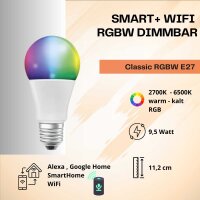 Smarte LED-Lampe, E27, 9,5 Watt, dimmbar, 1055lm, 2700...
