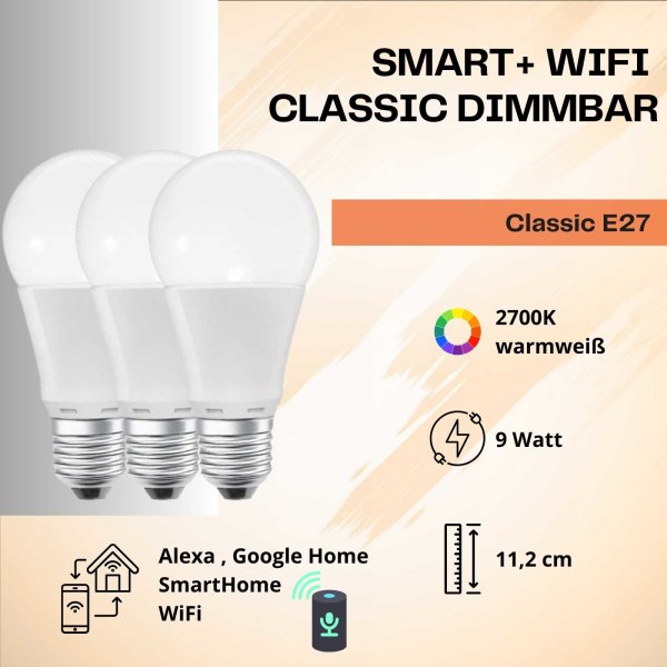 Leuchtmittel Ledvance Wifi smart & living LED 9 Watt 3er Pack E27 dimmbar 2700K