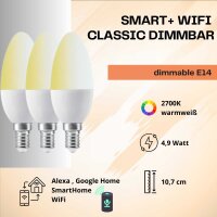 3er-Set Smarte LED-Lampe, E14, 4,9 Watt, dimmbar, 470lm,...