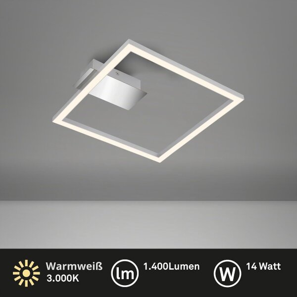 Deckenleuchte Briloner Frame 14 Watt LED Deckenlampe Chrom-matt eckig
