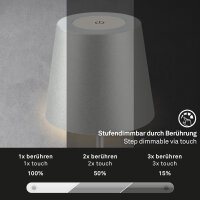 BRILONER KIKI Akku-Tischlampe | Höhenverstellbar, Dimmbar & IP44 Outdoor