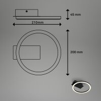 Deckenleuchte Briloner Frame 5 Watt LED Deckenlampe Schwarz 21 cm