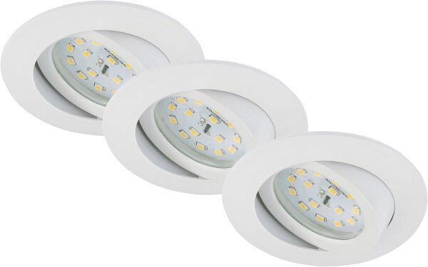LED Einbauspots Einbauleuchten dimmbar, Weiß, Bohrloch 6,8 cm, 3x5,5W, 470lm, 3000K – Briloner