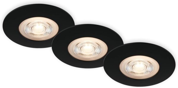 Einbauleuchten Briloner 3 x 4,9 Watt LED IP65 Einbauspots schwarz 480 Lumen