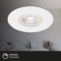 LED Einbaulampen, Weiß, Bohrloch 6,8 cm, 3x4,9W, 480lm, 3000K, dimmbar, IP44, Ø 9 cm – Briloner