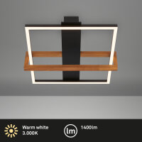 Briloner FRAME LED-Deckenleuchte Schwarz/Holz – 34,5 × 33 cm – 14 W – 3000 K