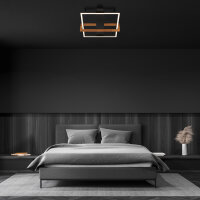 Briloner FRAME LED-Deckenleuchte Schwarz/Holz – 34,5 × 33 cm – 14 W – 3000 K