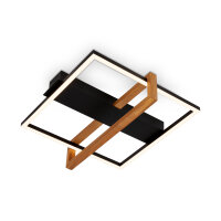 LED Deckenlampe Frame, Schwarz mit Holz, 14 Watt, 3000K, IP20, 34,5 x 33 cm – Briloner