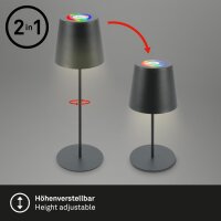 Akku-Leuchte Briloner 2,5 Watt LED Tischleuchte RGBW IP44 Touchdimmer Anthrazitt Tischlampe