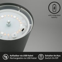 Akku-Leuchte Briloner 2,5 Watt LED Tischleuchte RGBW IP44 Touchdimmer Anthrazitt Tischlampe