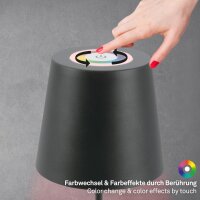 Akku-Leuchte Briloner 2,5 Watt LED Tischleuchte RGBW IP44 Touchdimmer Anthrazitt Tischlampe