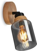 Strahler Briloner Rauchglas E27 Fassung Holz Spot...