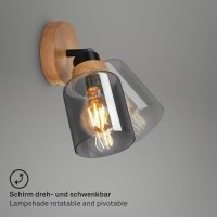 Strahler Briloner Rauchglas E27 Fassung Holz Spot Wandleuchte