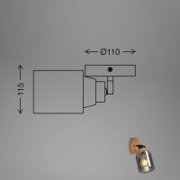 Strahler Briloner Rauchglas E27 Fassung Holz Spot Wandleuchte
