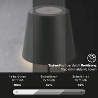 Akku-Leuchte Briloner LED Tischlampe Touch Anthrazit 2,5 Watt IP44 Tischleuchte