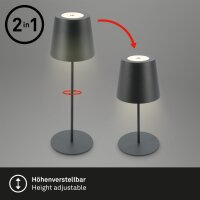 Akku-Leuchte Briloner LED Tischlampe Touch Anthrazit 2,5 Watt IP44 Tischleuchte