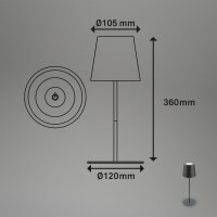 Akku-Leuchte Briloner LED Tischlampe Touch Anthrazit 2,5 Watt IP44 Tischleuchte