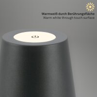 Akku-Tischlampe Akku-Leuchte, Anthrazit, 2,5 Watt, 2700K, Touchdimmer, IP44 – Briloner