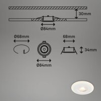 Briloner LED-Einbauleuchten 3er-Set – Ø 84 mm – 5 W – 3-fach schaltbar – Memory – IP44 – Weiß